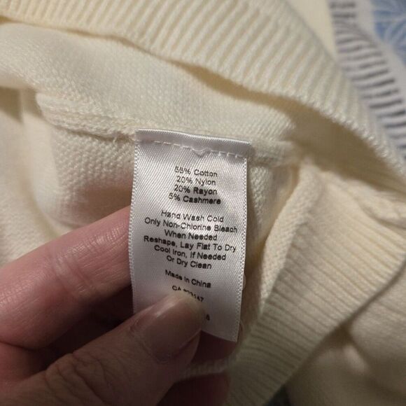 Talbots Cashmere blend Cream Scoop Neck Sweater Size XL casual - Picture 5 of 9